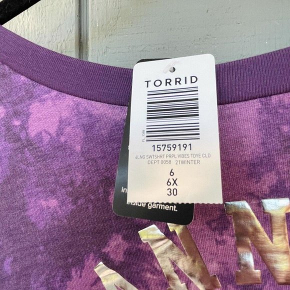 NWT TORRID 2PC Sleep Sweatshirt & Jogger - Dream Fleece Tie Dye Purple Size 6X - Picture 3 of 3